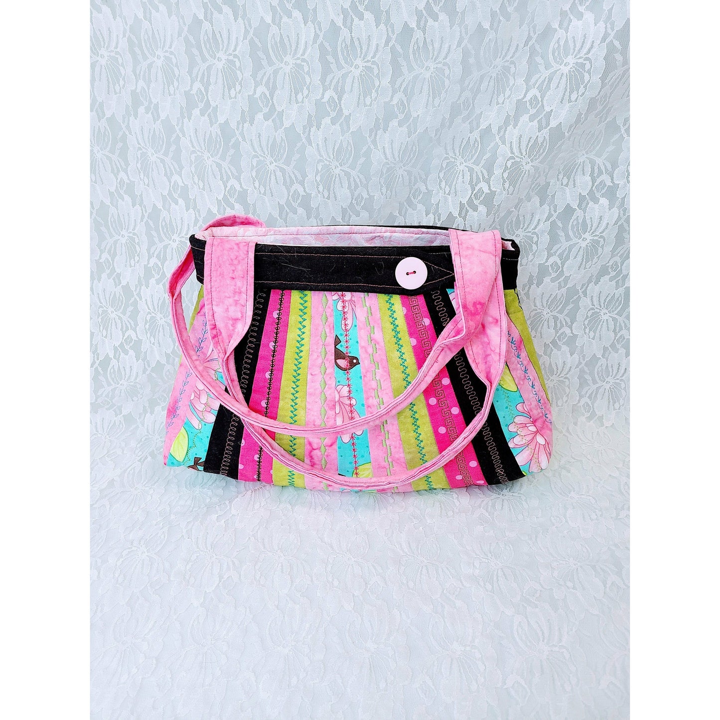 Handmade Purse ~ Vintage Style Handbag ~Floral w/ Bird Shoulder Bag ~ Perfect for Phone and Essentials ~ OOAK Satchel
