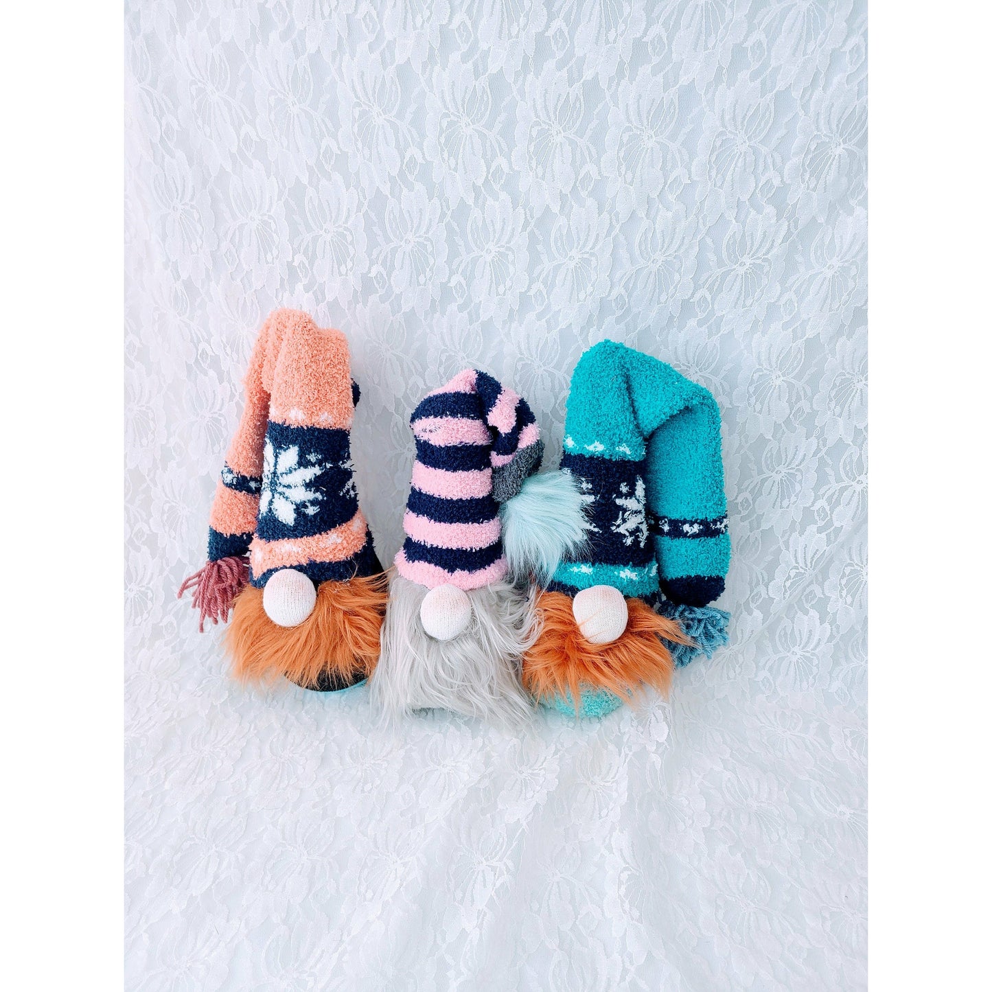 Set of Three (3) Handmade Nordic Sock Gnomes ~ Woodland Elf Gnomes ~ Christmas Decorations ~ Or Give Them As Gifts!