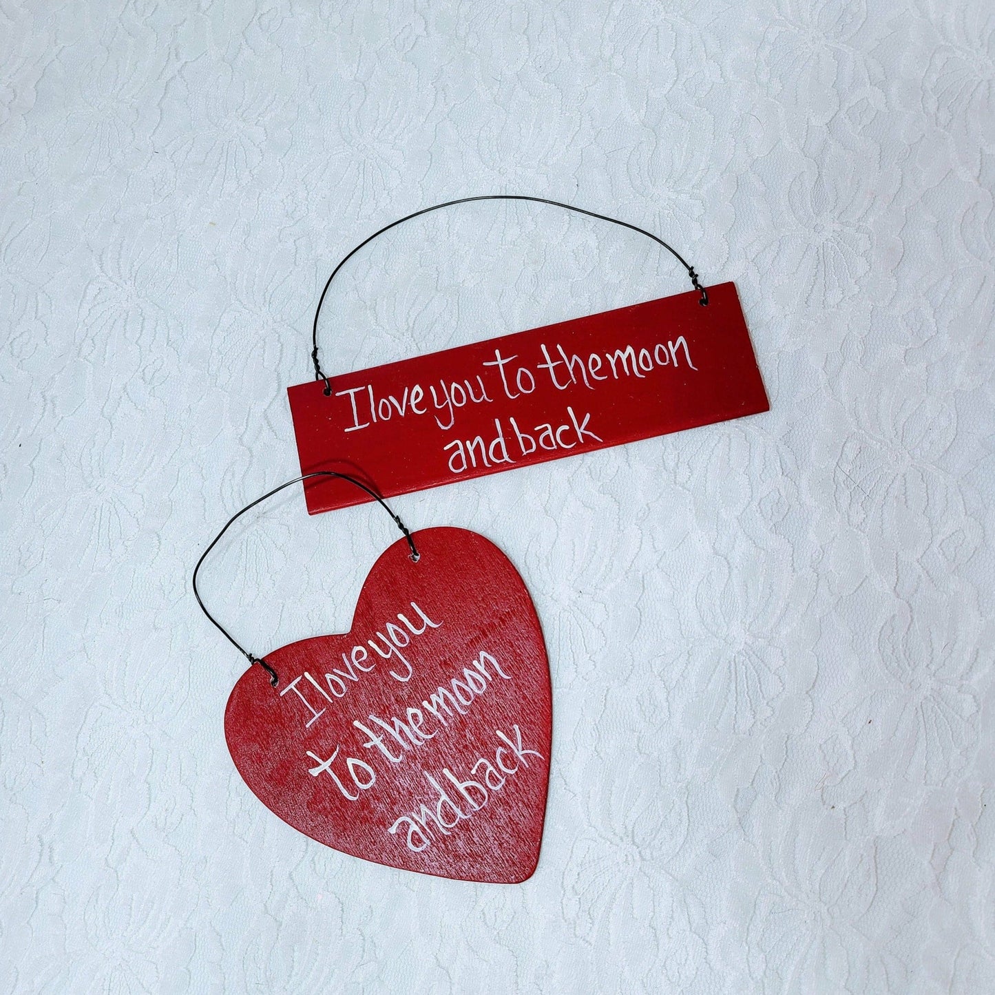 Set of Two ~ Valentine's Day Wall Hanging Wood Signs ~ Hand Painted ~ Wall Hanging ~ Valentine's Day Theme 