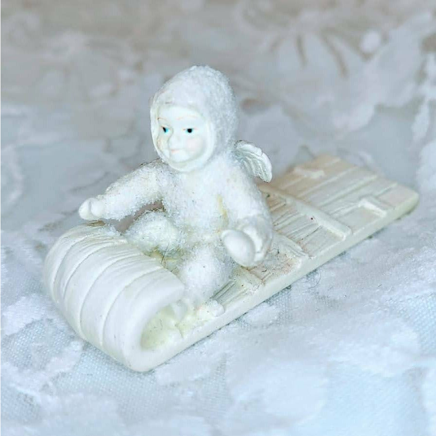 Vintage Christmas Authentic Snowbabies Sledder Dept. 56 Figurine ~ Holiday Decor ~ Snowbabies Sled Baby