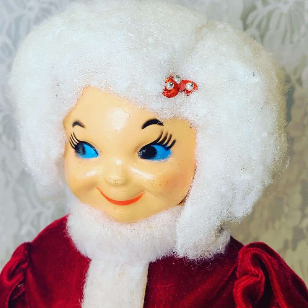 Vintage Kitschy Christmas Santa & Mrs. Claus ~ Bottle Doll ~ Red Velvet Dress ~ Holiday Décor ~ Creepy Christmas ~ Holiday Decoration