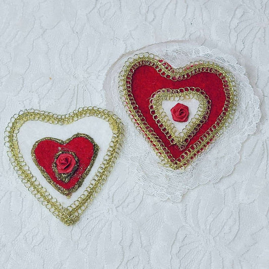 Handmade Set of 2 Felted Brooch Brooches Pins ~ Valentine's Day ~ Unique OOAK Brooch Pin Lapel ~ Unique Gifts