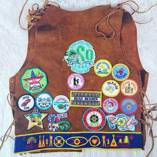 VINTAGE Uniform Vest Indian Guides Y-Princess ~ YMCA ~ Girl Scouts ~ Campfire Girls ~ Vest with Tooth Bead ~ Multiple Patches