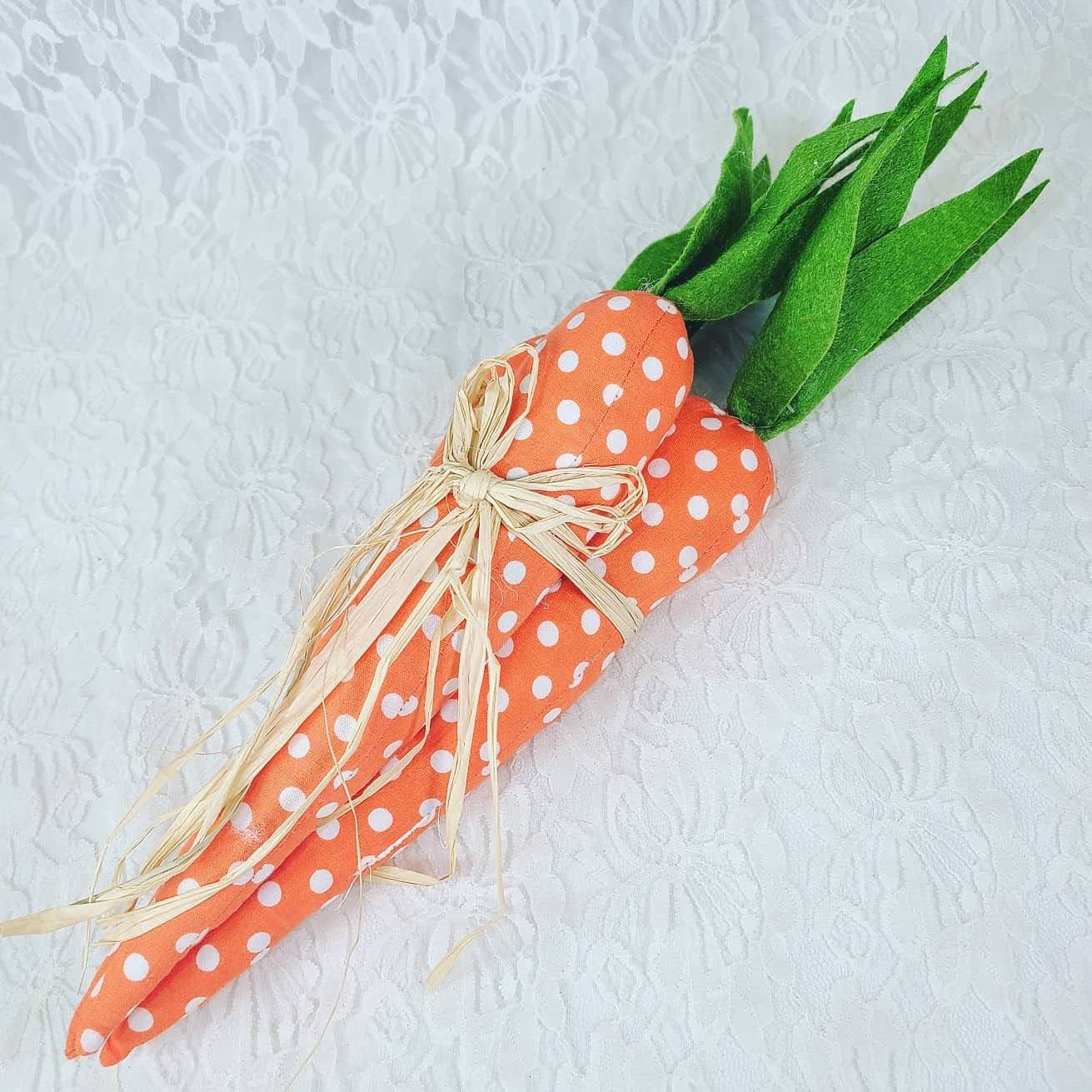 Set of 3 Carrots for Tabletop Décor ~  Cloth Stuffed Fabric Textile Carrots ~ Easter Decorations ~ Springtime Decorating