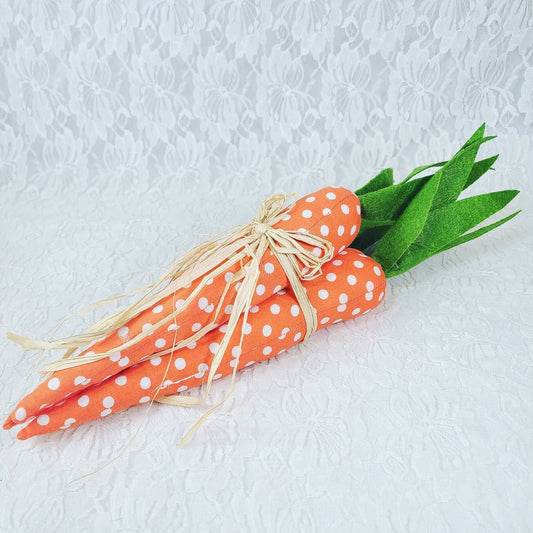 Set of 3 Carrots for Tabletop Décor ~  Cloth Stuffed Fabric Textile Carrots ~ Easter Decorations ~ Springtime Decorating