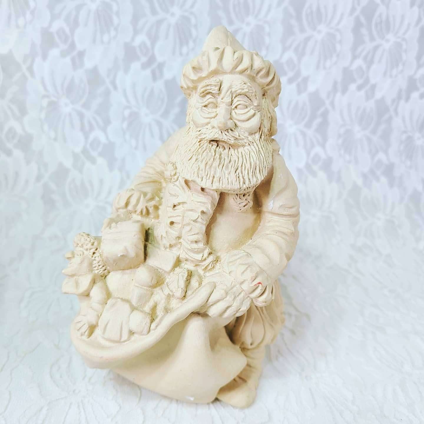 Christmas Santa Claus Figures CRAFTS! Resin or Clay Set of Three (3) HEAVY Santa Statue Figurines ~ Ready to Paint ~ Holiday Décor Decoration