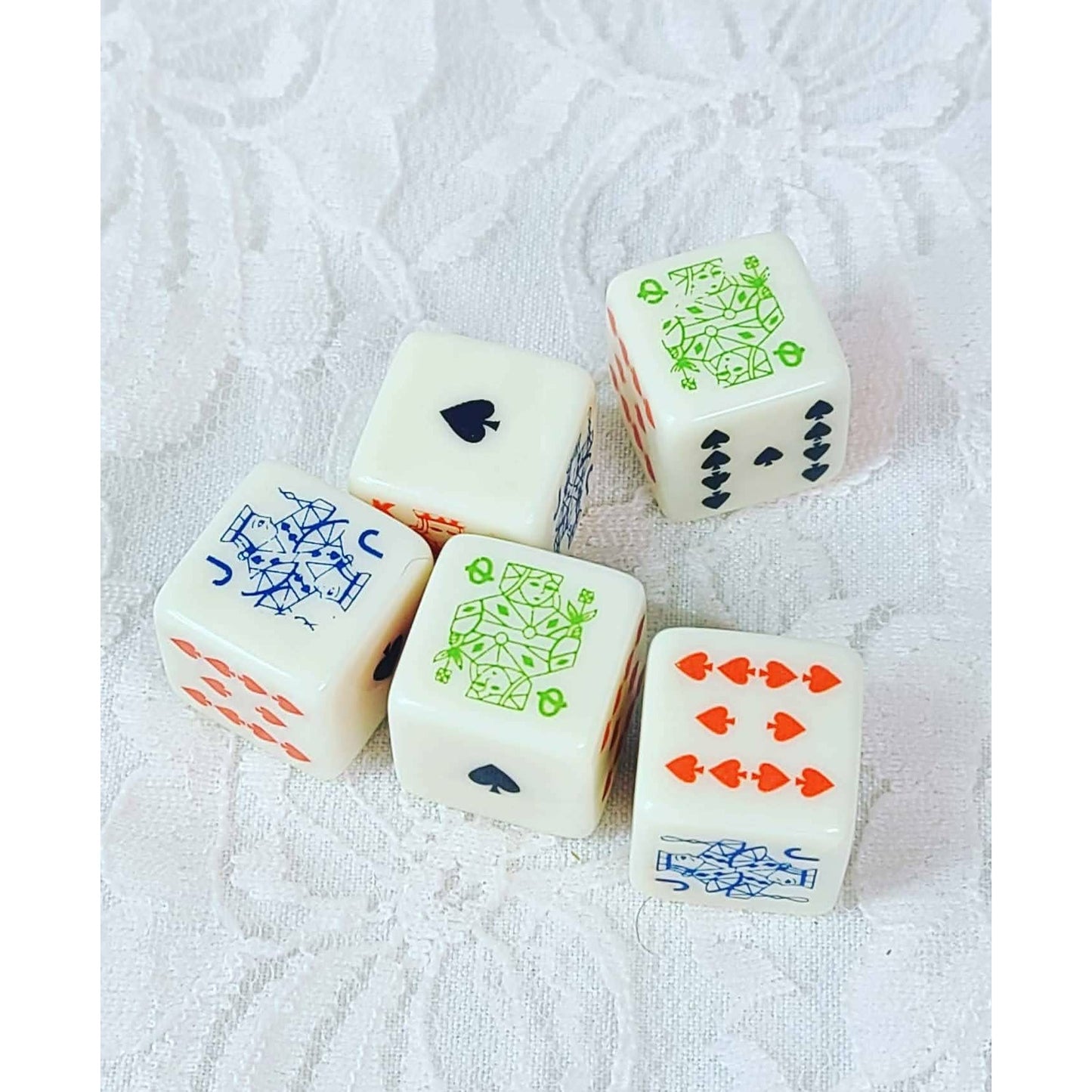 Fathers Day Gift ~ Vintage Mid Century Poker Dice in Silk Bag  ~ Gift for Grandpa, Gift for Dad ~ Collectible Antique Dice