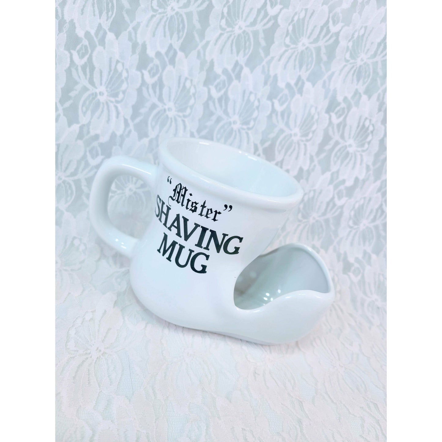 Shaving Mug "Mister" White Porcelain ~ Vintage 1983 ~ Old Fashioned Razor Brush Holder Mug ~ Shaving Scuttle ~ Antique Shaving Accessories