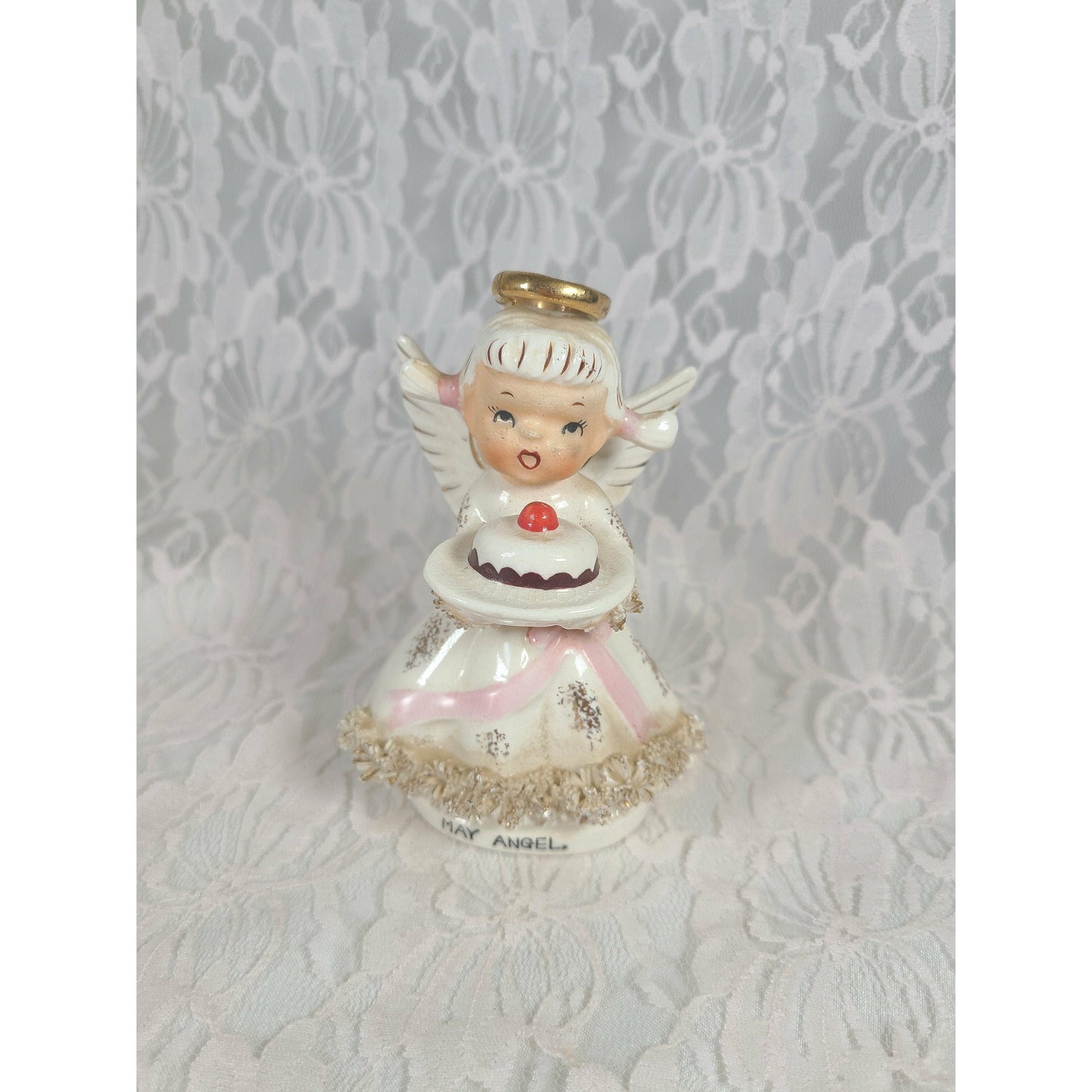 Porcelain Angel Figurine ~ May Birthday LEFTON Exclusives ~ Made in Japan ~ Marked AR1987 ~ RARE Amazing