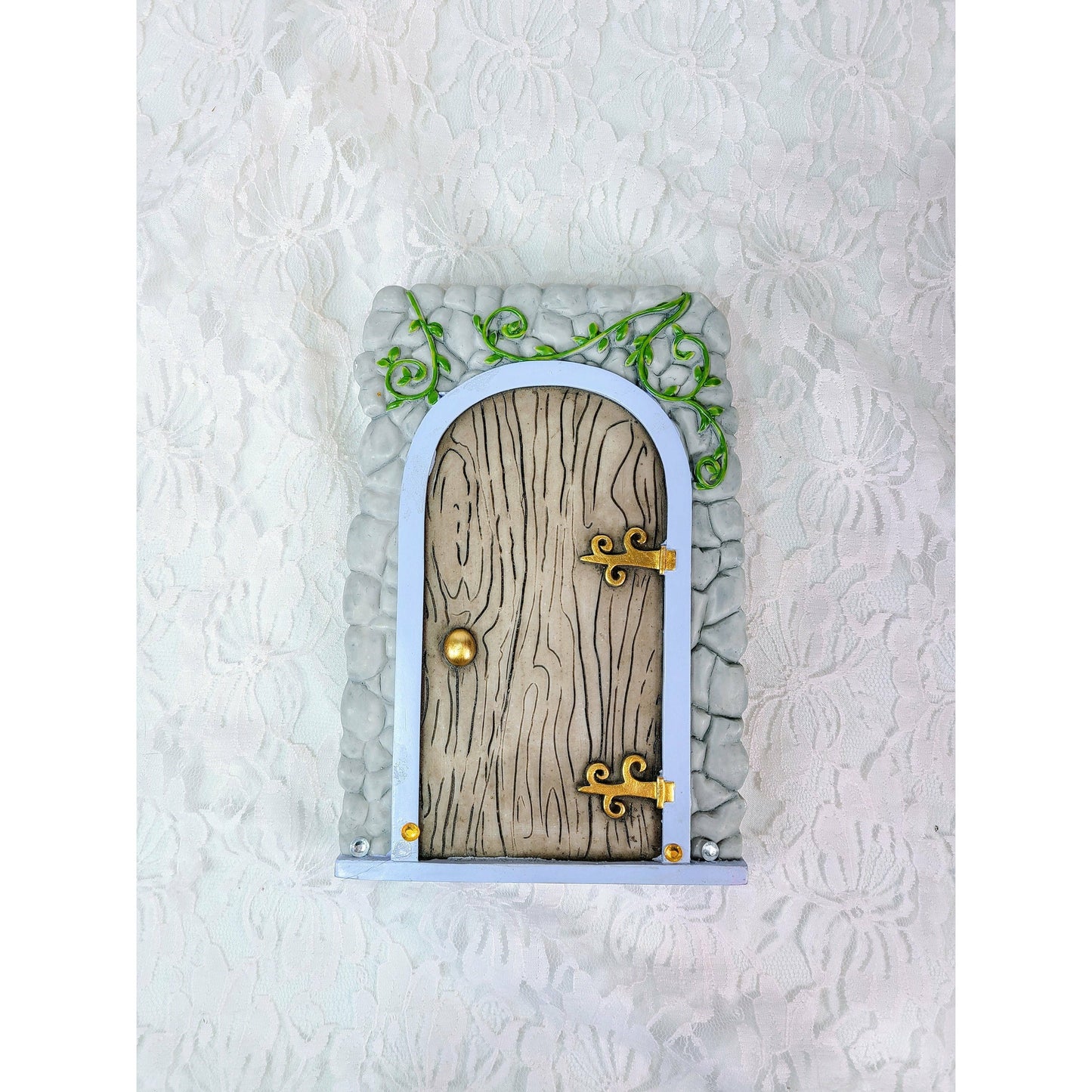 Hanging FAIRY DOOR ~ Fairy Cottage Door Plaque ~ Old English Style Faux FAERIE, Troll, Elf, Pixie Door ~ Wall / Tree Hanging Ornament Décor