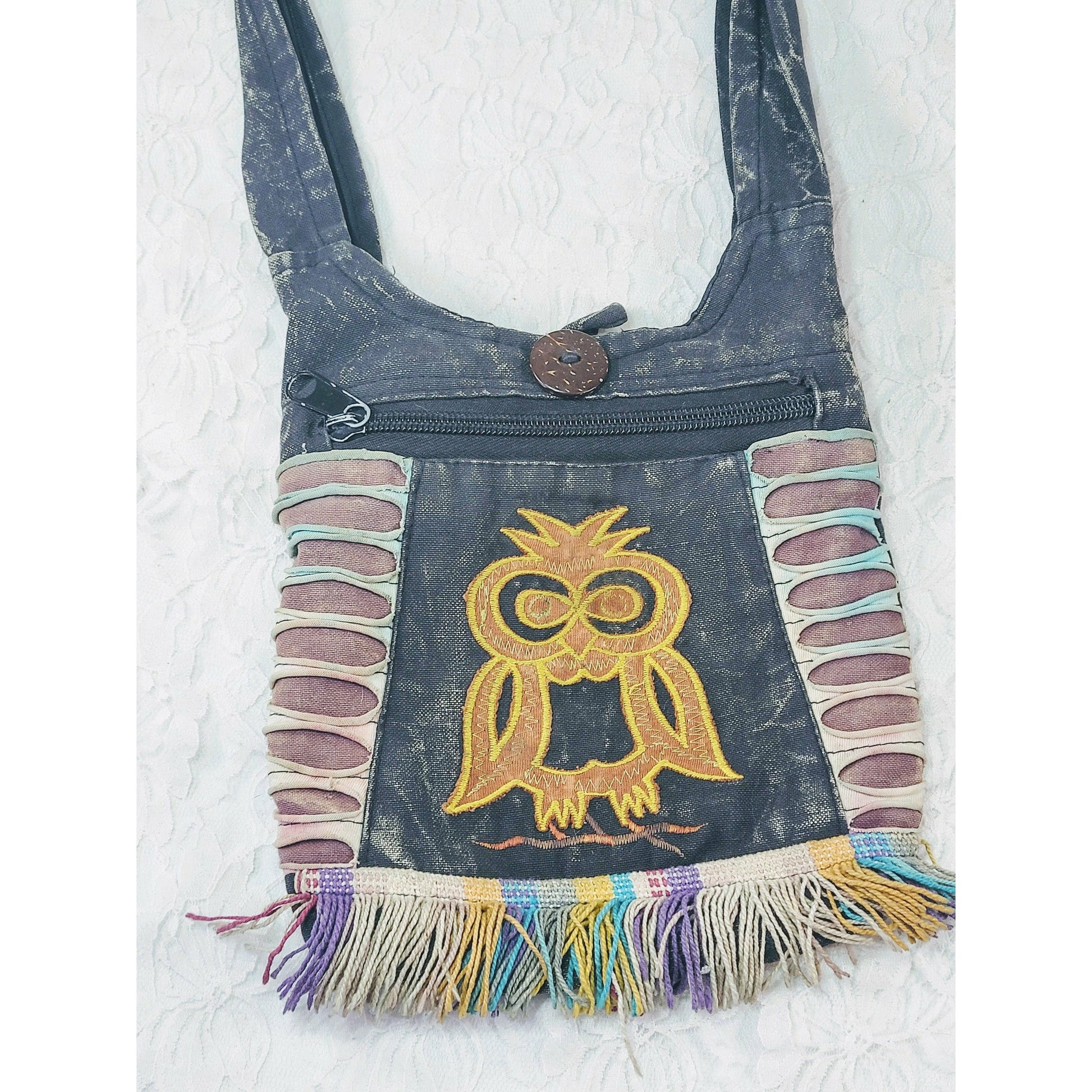 Wise Owl Recycled Textile Crossbody Purse Handbag ~ PERFECT for Phone and Wallet