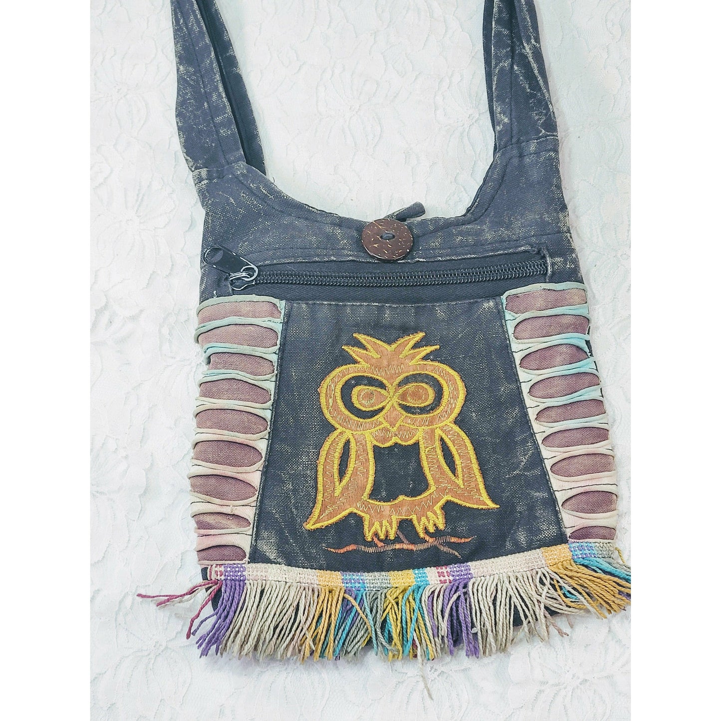 Wise Owl Recycled Textile Crossbody Purse Handbag ~ PERFECT for Phone and Wallet