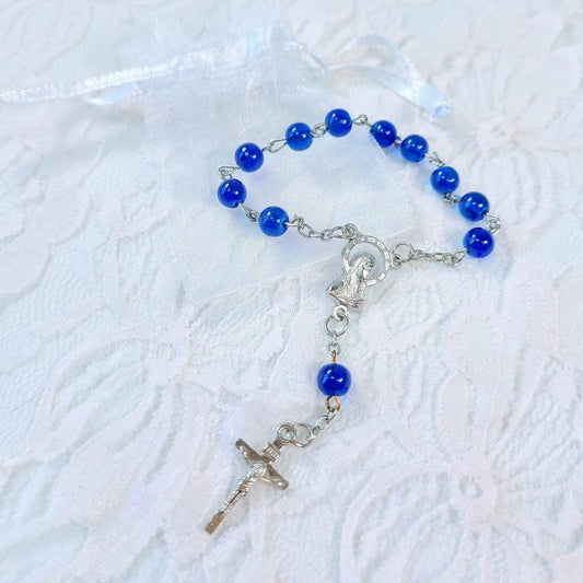 Pocket Rosary ~ Cobalt Blue Virgin Mary Holy Mother Child's Rosary ~ Baptism Rosary ~ One Decade Rosary ~ Confirmation Gift ~ DOLL Rosary