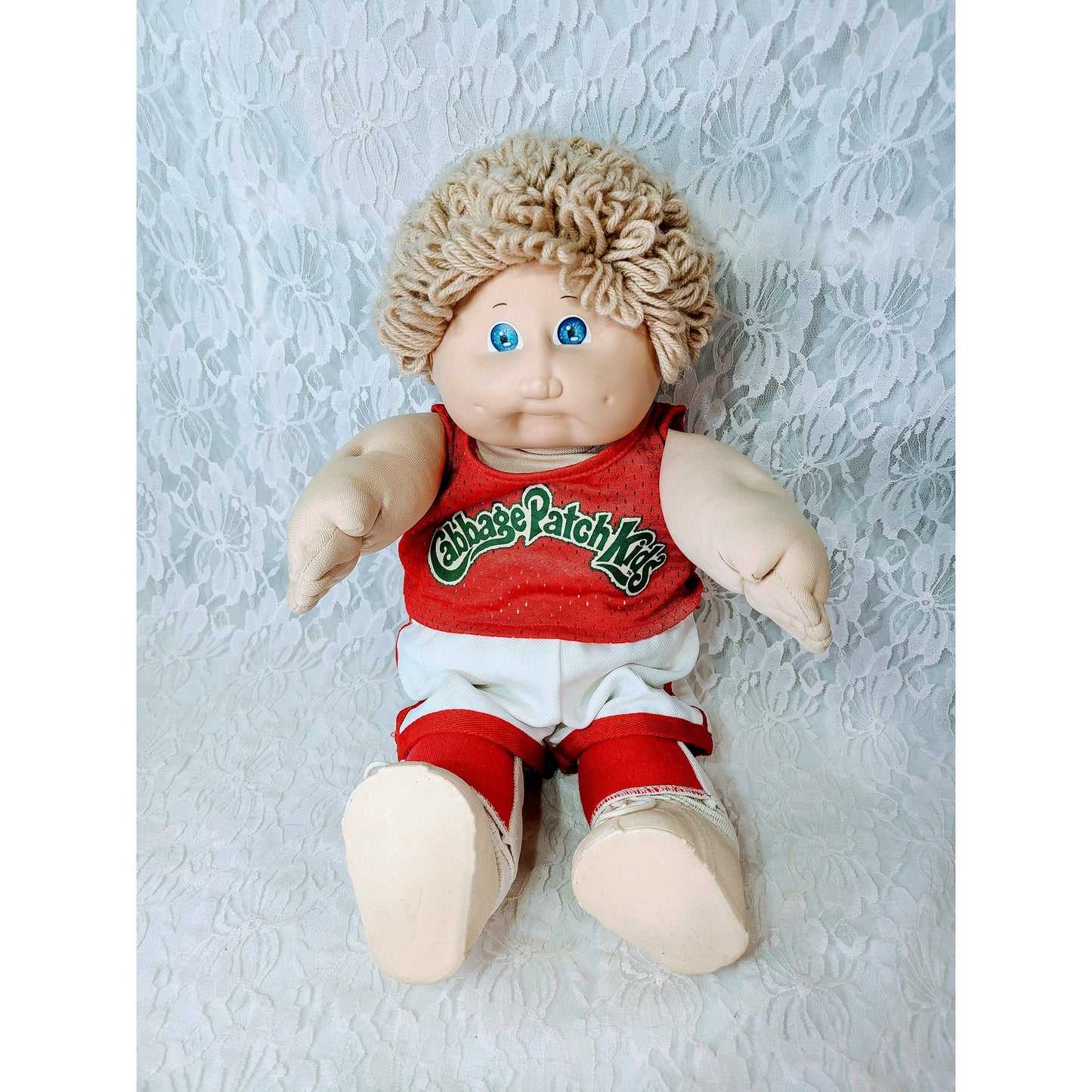 Cabbage Patch Kid BOY Male 1985 Blue Xavier Roberts Signature ORIGINAL Tagged CLOTHING Good Condition