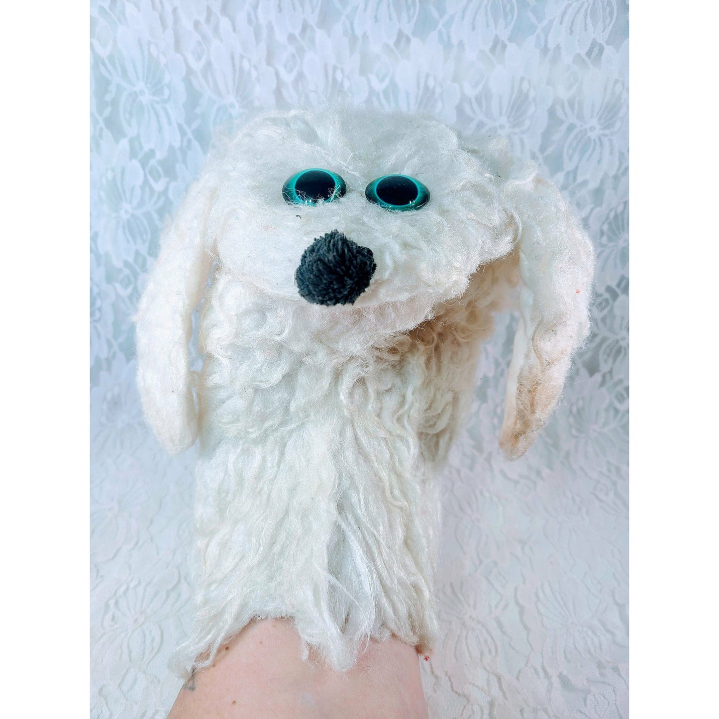 Vintage 1960s Plush Dog Hand Puppet ~ Updated Eyes ~ Felt Mouth ~ Collectible Hand Puppets ~ Unique Gift