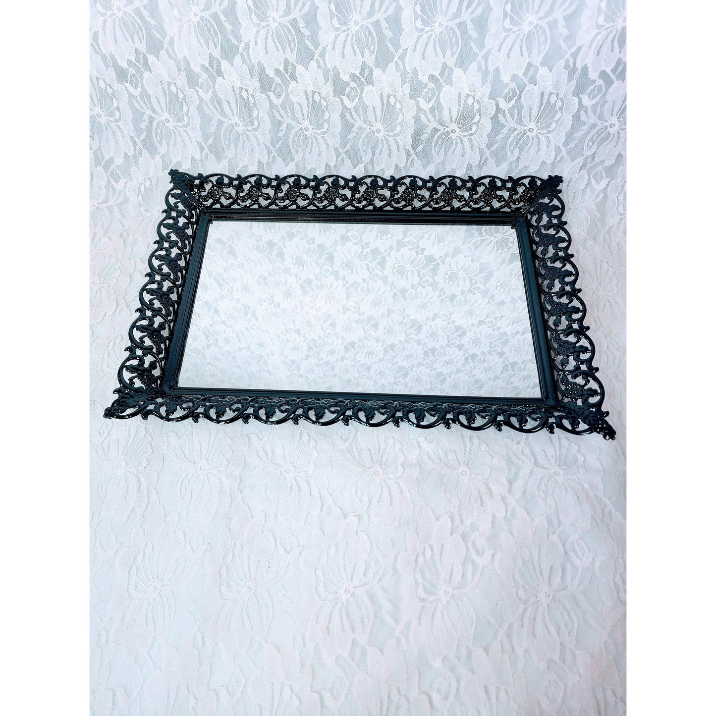 Witchy Upcycled Vintage Mirror Frame Tray ~ Vintage Vanity Décor ~ Retro Bathroom ~ Perfect to Display Crystals or Potions