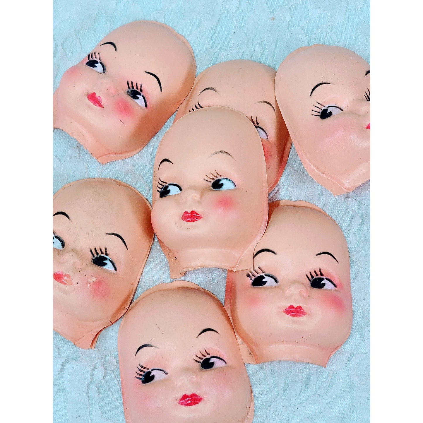 One (1) Vintage Kitschy Cute 1950s Style Face Doll Head ~ Side Eye ~ Doll Making ~ Doll Parts ~ Unmarked
