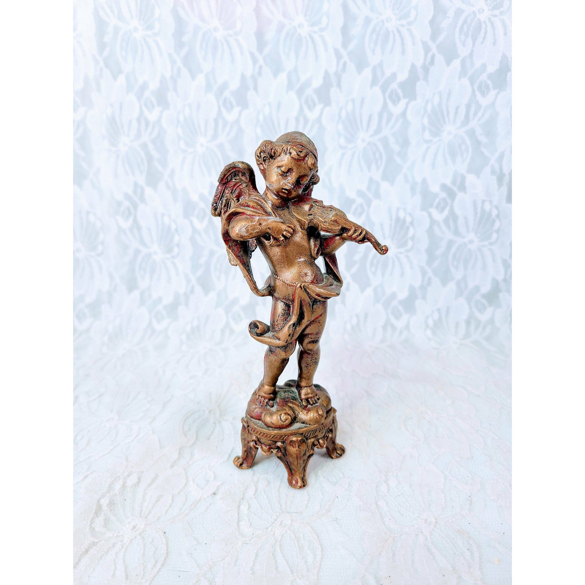 Fontanini Style Angel Cherub Figurine ~ Made in Italy ~ 7" ~ Marked Depose Italy ~ PolyResin ~ Christmas Decoration Home Décor