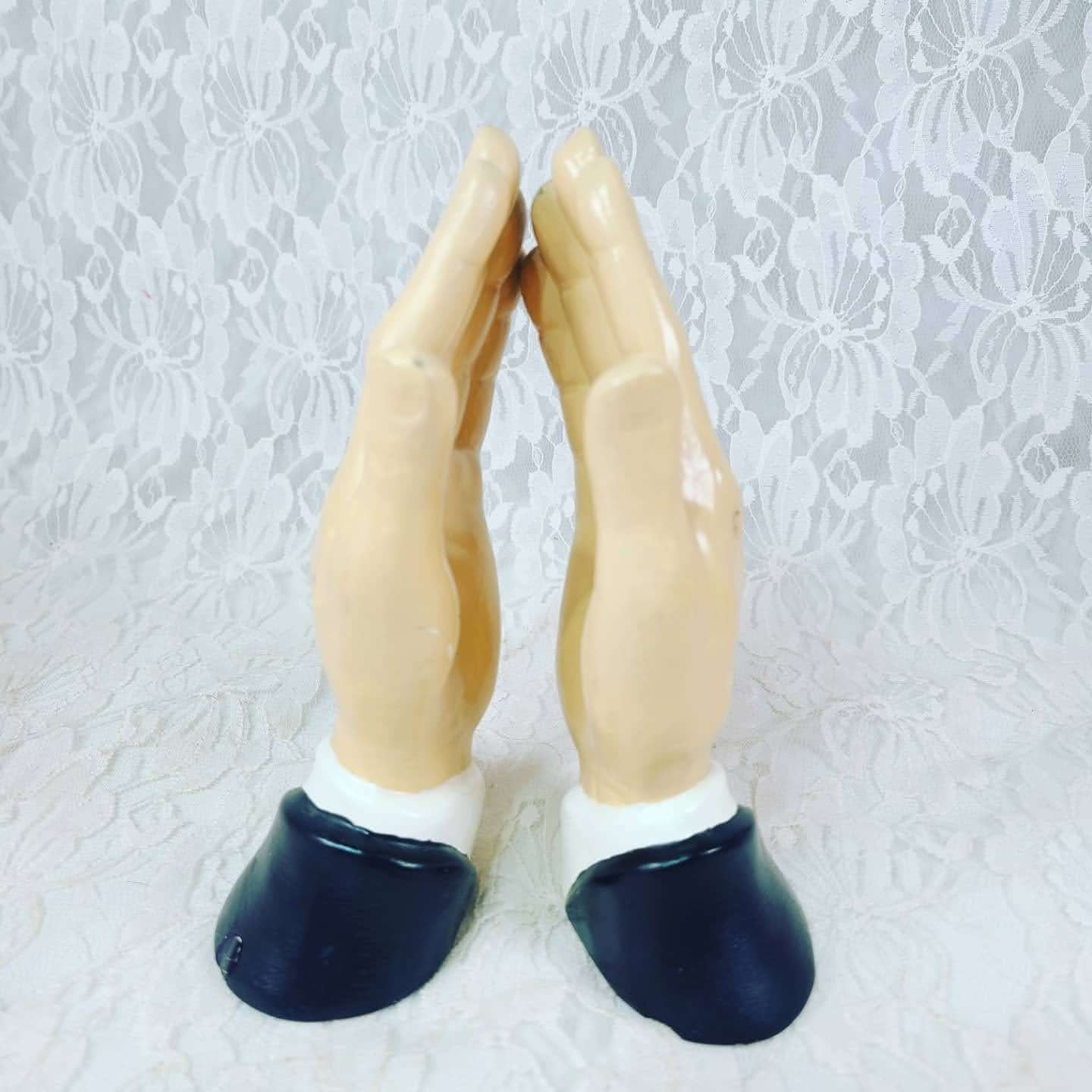 Set of Two PRAYING Hands ~ Ceramic ~ Signed ~ Religious ~ Paintable for Crafting ~ 8" tall by 4" wide ~ See ALL Pics